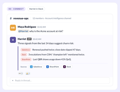 Slack customer intel screenshot
