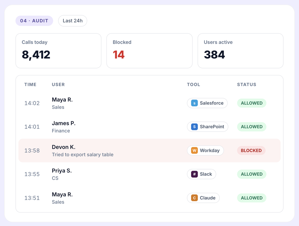 Audit usage screenshot